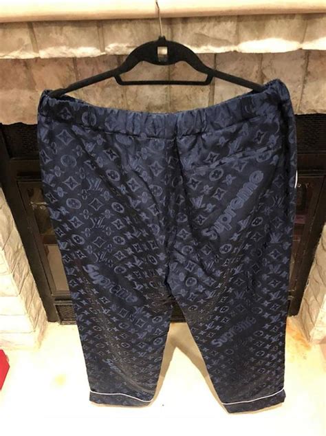 louis vuitton x supreme blue pajama track pants|supreme x louis vuitton jacket.